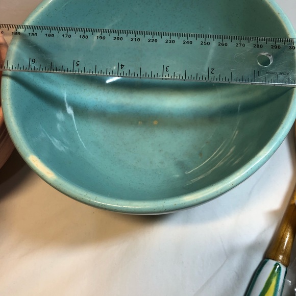 Mid 20th Century McCoy Speckled Turquoise & pink Pastel Bowl read - Picture 7 of 13